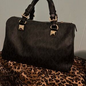 Michael Kors Bag Black Satchel with Gold Hardware